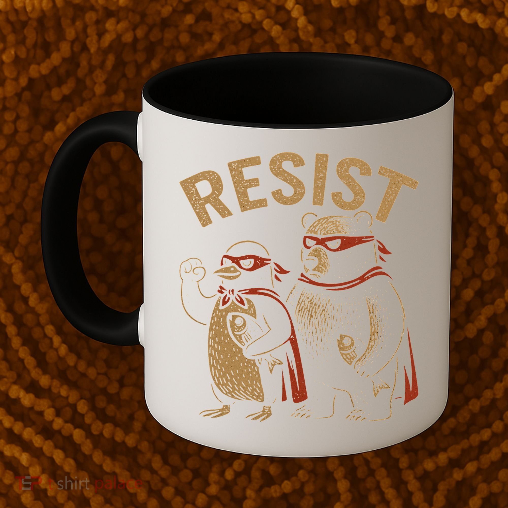 Funny Penguin Bear Resist Penguins Protest Against Tariffs Coffee Mug