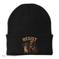 Funny Penguin Bear Resist Penguins Protest Against Tariffs Beanie thumb 0