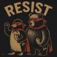 Funny Penguin Bear Resist Penguins Protest Against Tariffs Pajama Set thumb 2