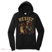 Funny Penguin Bear Resist Penguins Protest Against Tariffs Women's Hoodie thumb 0
