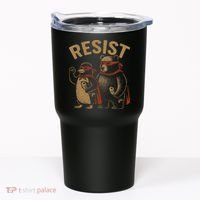 Funny Penguin Bear Resist Penguins Protest Against Tariffs Tumbler thumb 0
