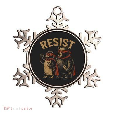 Funny Penguin Bear Resist Penguins Protest Against Tariffs Ornament