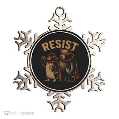 Funny Penguin Bear Resist Penguins Protest Against Tariffs Ornament
