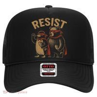 Funny Penguin Bear Resist Penguins Protest Against Tariffs Hat thumb 0
