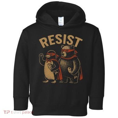 Funny Penguin Bear Resist Penguins Protest Against Tariffs Toddler Hoodie