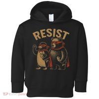 Funny Penguin Bear Resist Penguins Protest Against Tariffs Toddler Hoodie thumb 0