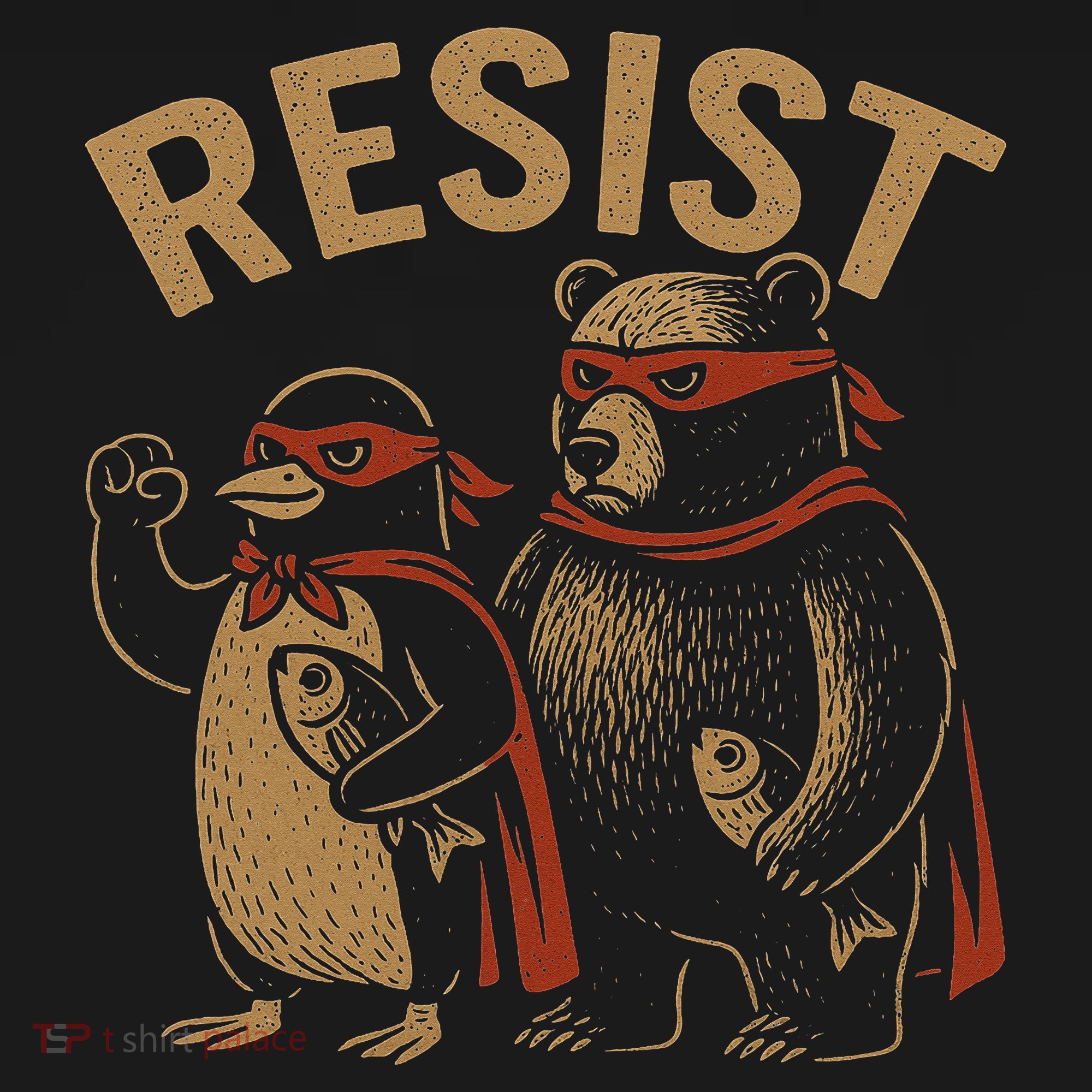 Funny Penguin Bear Resist Penguins Protest Against Tariffs Tank Top