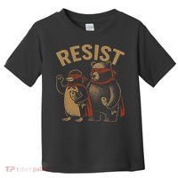 Funny Penguin Bear Resist Penguins Protest Against Tariffs Toddler T-Shirt thumb 0