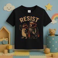 Funny Penguin Bear Resist Penguins Protest Against Tariffs Toddler T-Shirt thumb 3