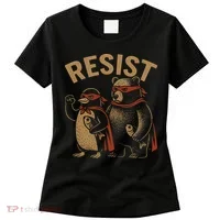 Funny Penguin Bear Resist Penguins Protest Against Tariffs Women's T-Shirt thumb 0