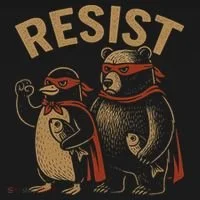 Funny Penguin Bear Resist Penguins Protest Against Tariffs Women's T-Shirt thumb 6