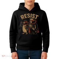 Funny Penguin Bear Resist Penguins Protest Against Tariffs Kids Hoodie thumb 4