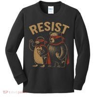 Funny Penguin Bear Resist Penguins Protest Against Tariffs Kids Long Sleeve Shirt thumb 0