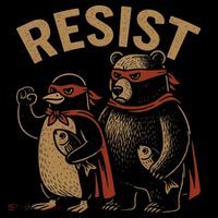 Funny Penguin Bear Resist Penguins Protest Against Tariffs Kids Long Sleeve Shirt thumb 2