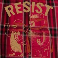 Funny Penguin Bear Resist Penguins Protest Against Tariffs Men's Flannel Plaid Pajama Pants thumb 2