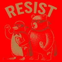 Funny Penguin Bear Resist Penguins Protest Against Tariffs Santa Hat thumb 1