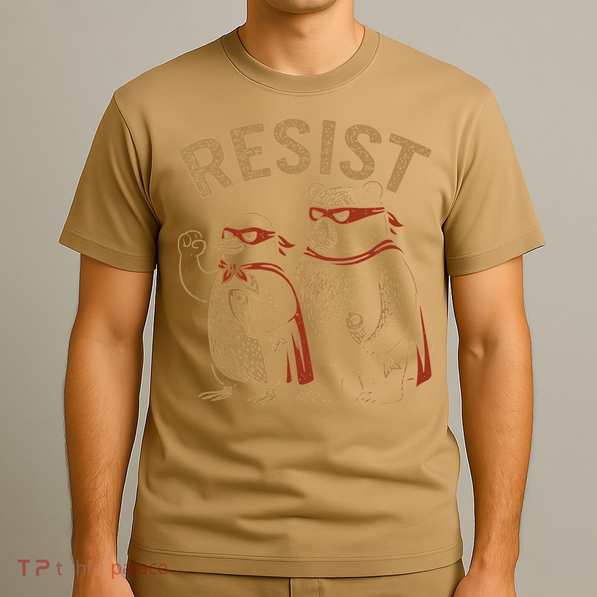 Funny Penguin Bear Resist Penguins Protest Against Tariffs T-Shirt