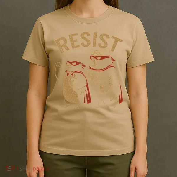 Funny Penguin Bear Resist Penguins Protest Against Tariffs T-Shirt