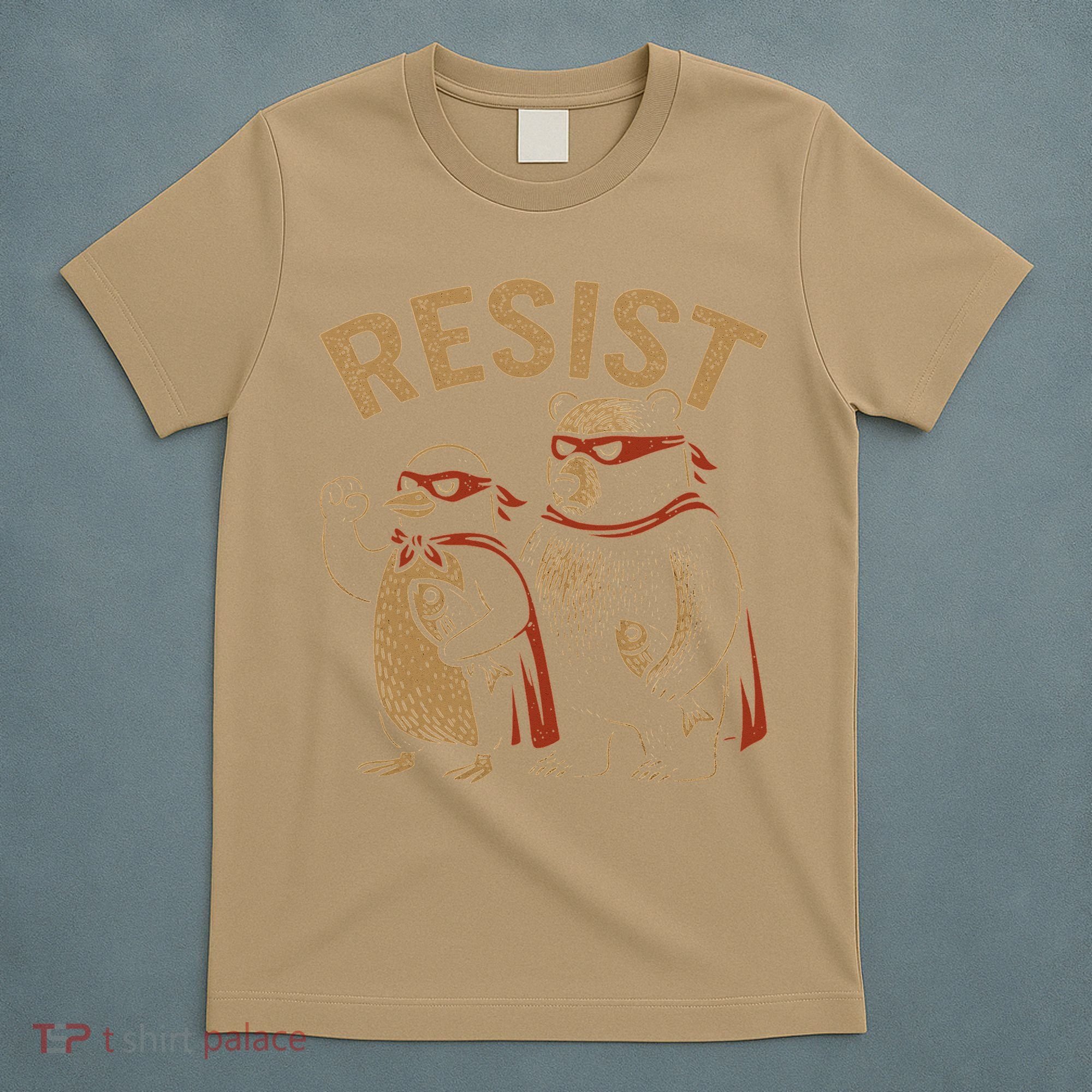 Funny Penguin Bear Resist Penguins Protest Against Tariffs T-Shirt