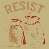 Funny Penguin Bear Resist Penguins Protest Against Tariffs Button thumb 1