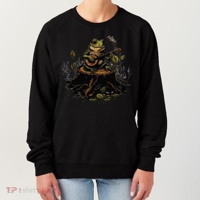 Frog Playing Banjo On Log Gift Women's Sweatshirt