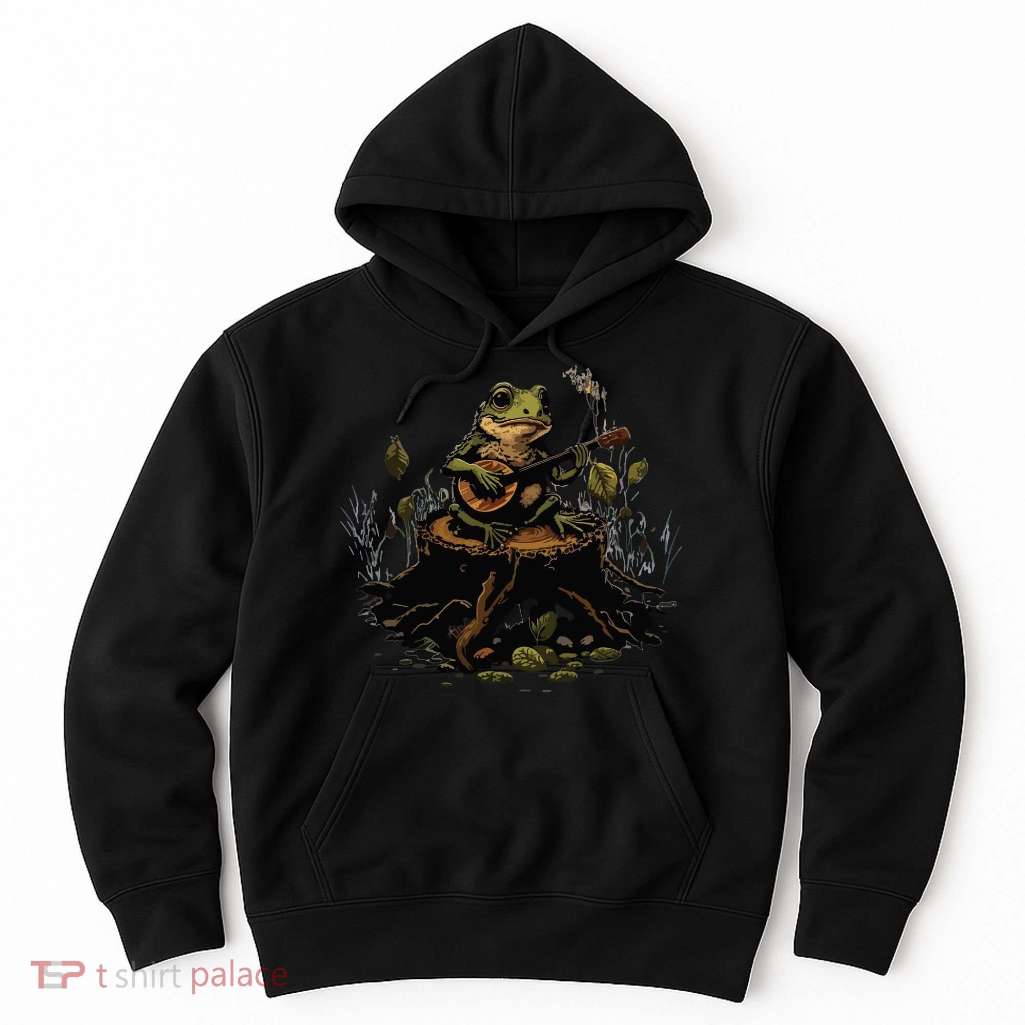 Frog Playing Banjo On Log Gift Hoodie