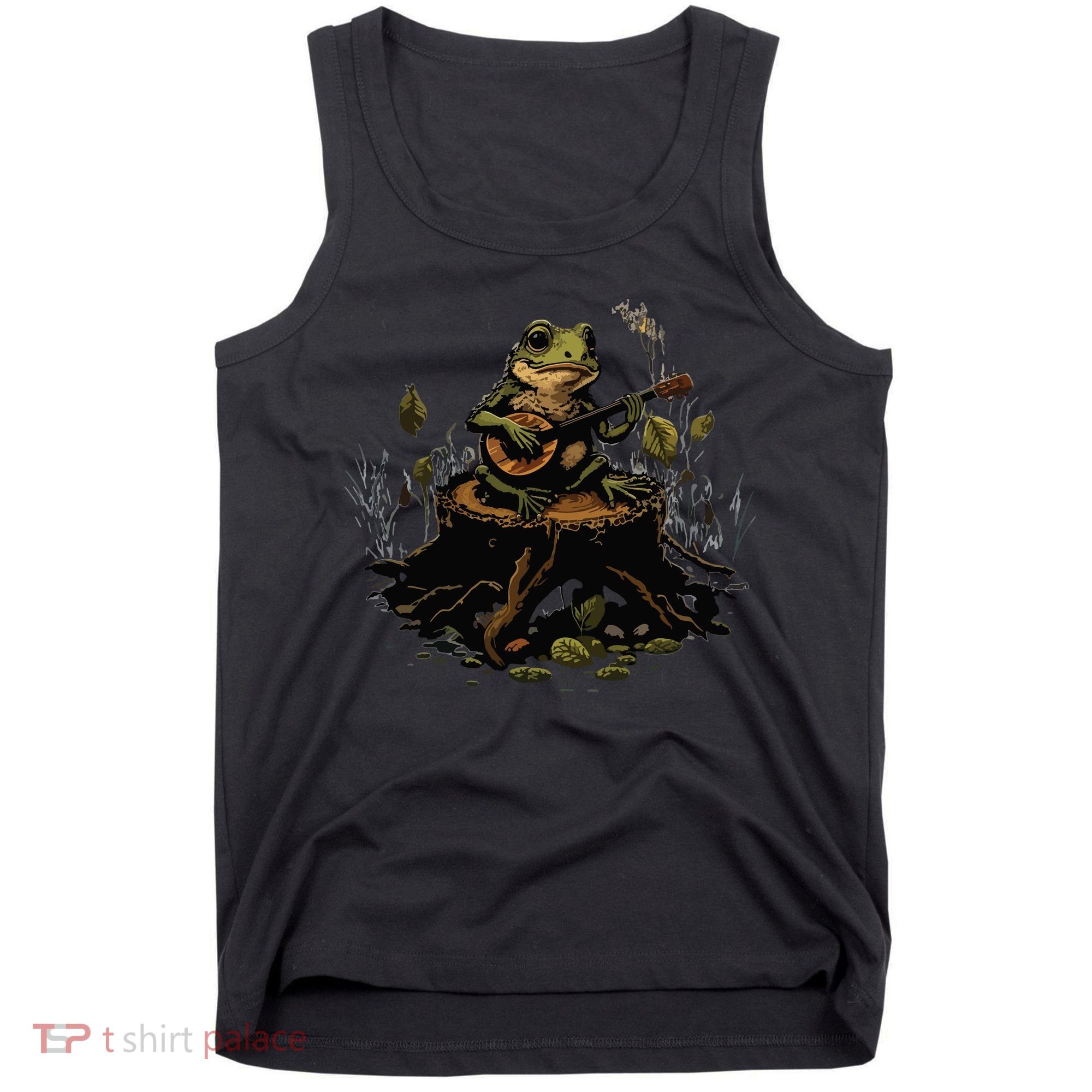 Frog Playing Banjo On Log Gift Tank Top