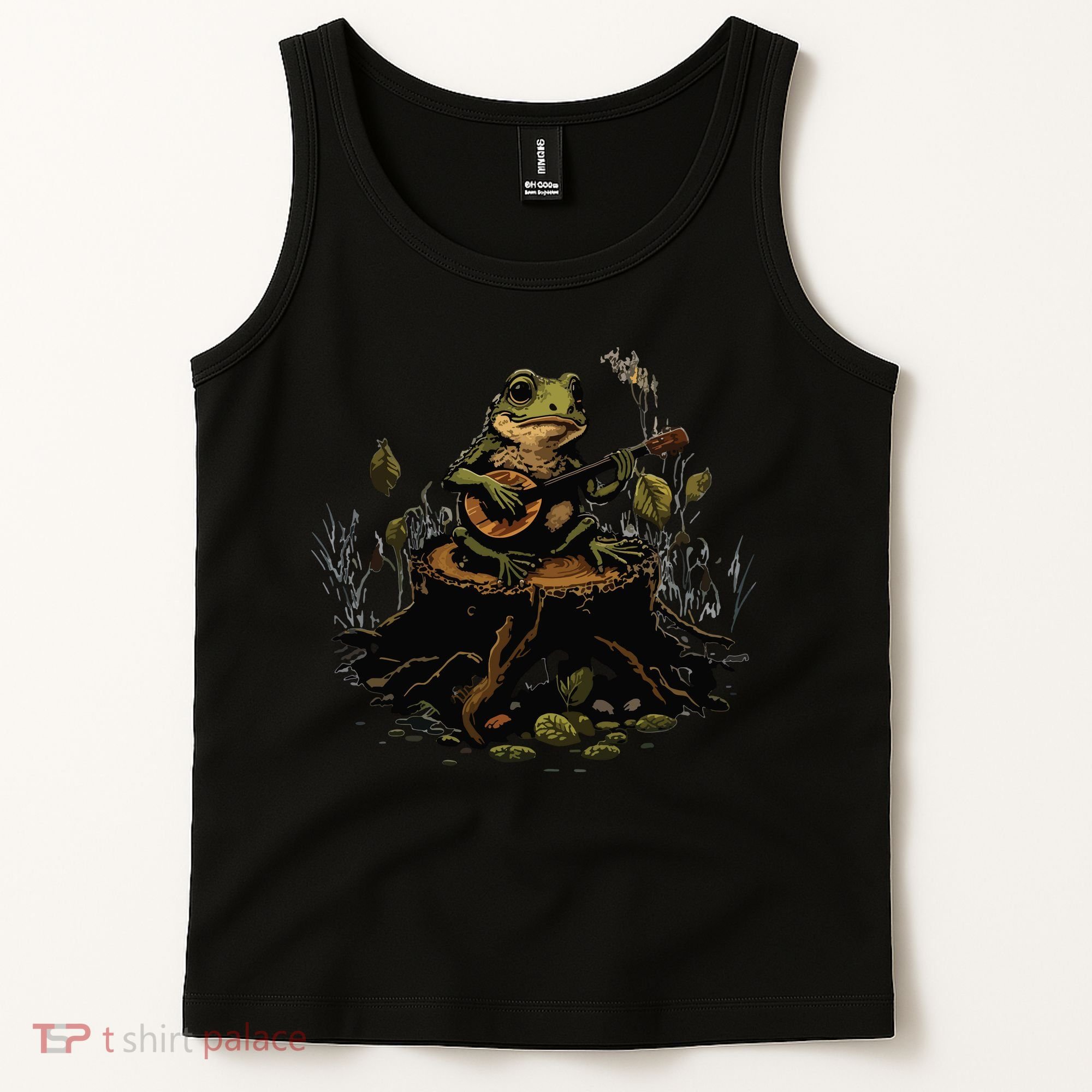 Frog Playing Banjo On Log Gift Tank Top
