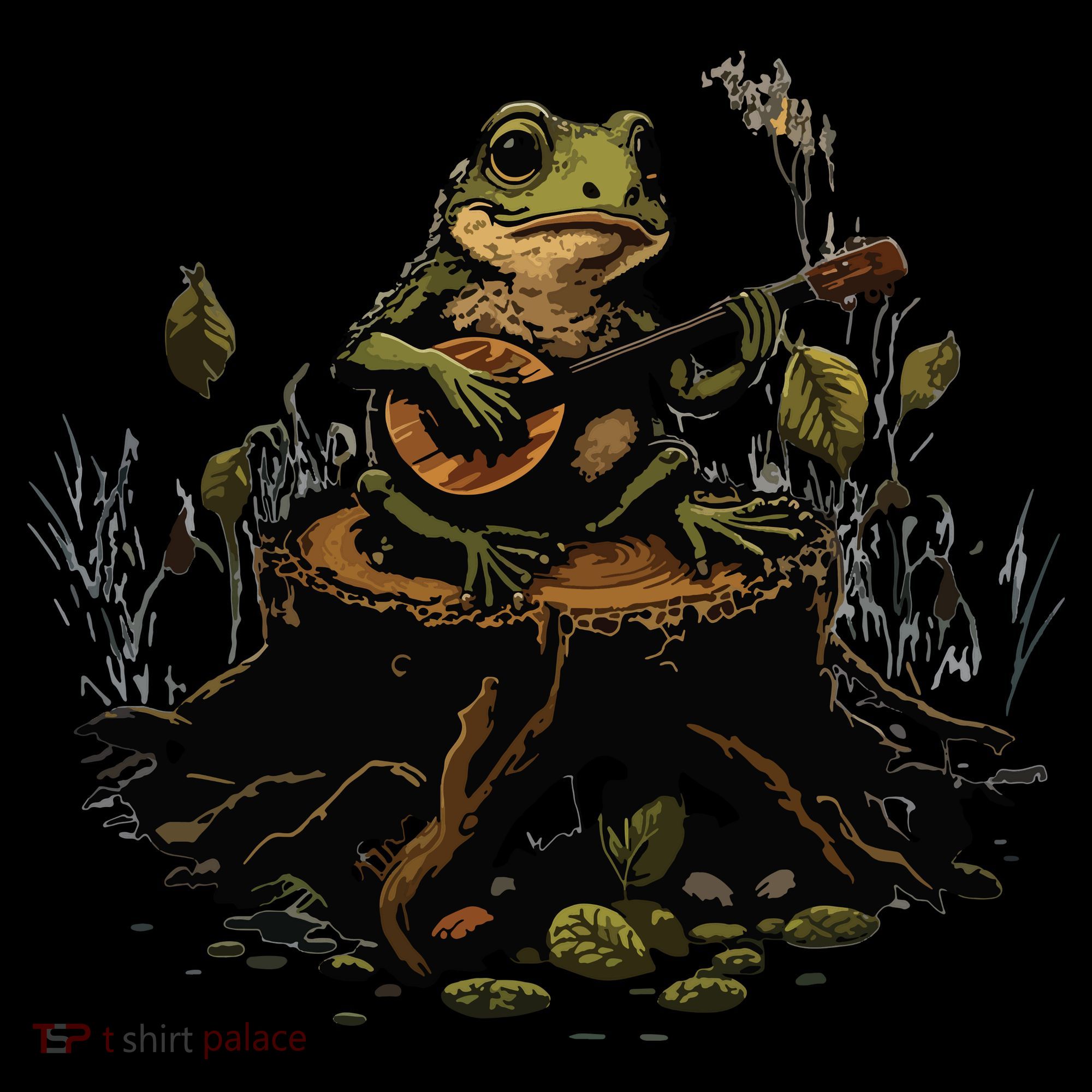 Frog Playing Banjo On Log Gift Tank Top