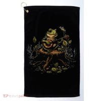 Frog Playing Banjo On Log Gift Golf Towel thumb 0