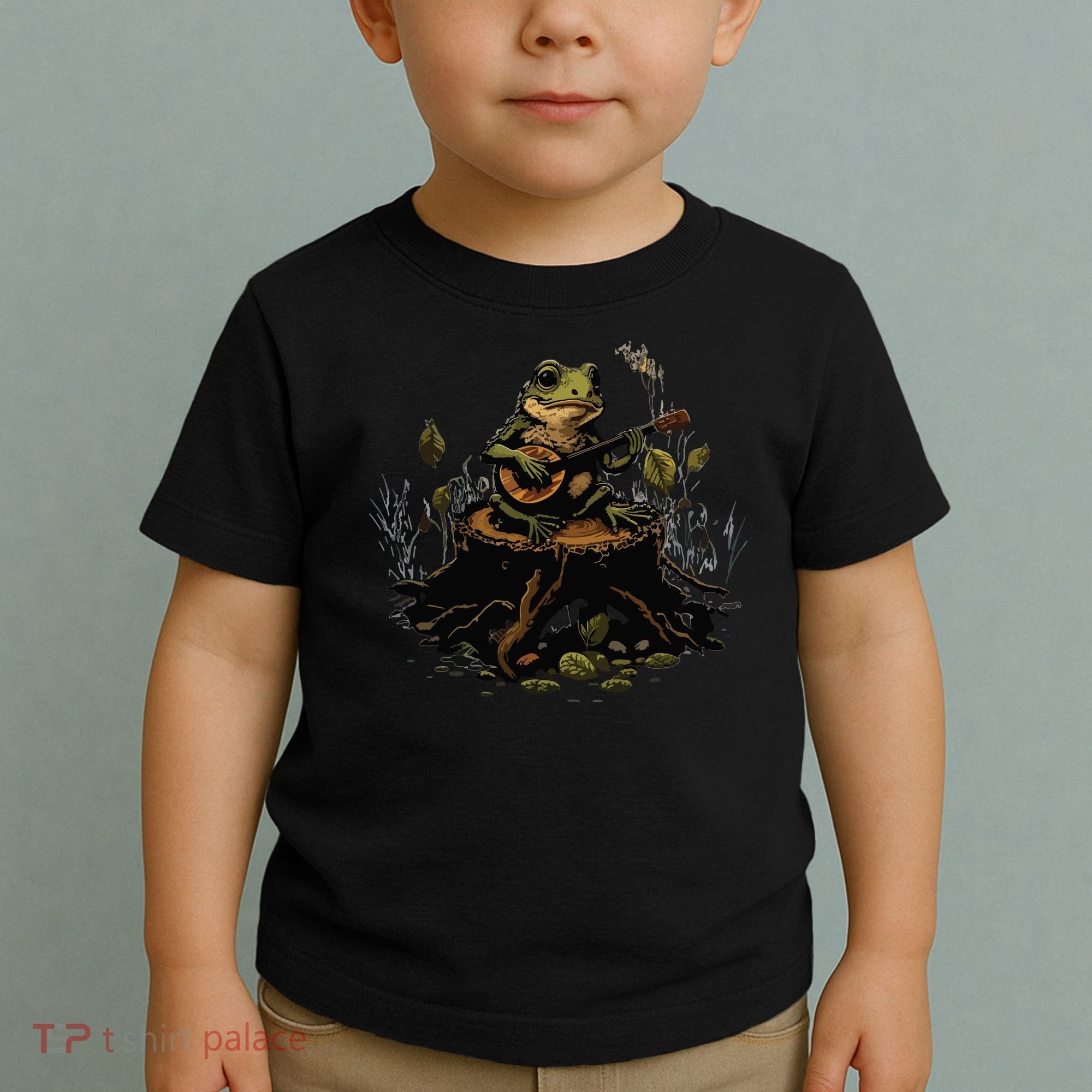 Frog Playing Banjo On Log Gift Toddler T-Shirt