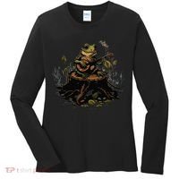 Frog Playing Banjo On Log Gift Women's Long Sleeve Shirt thumb 0