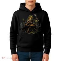Frog Playing Banjo On Log Gift Kids Hoodie thumb 4