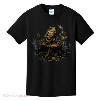 Frog Playing Banjo On Log Gift Kids T-Shirt
