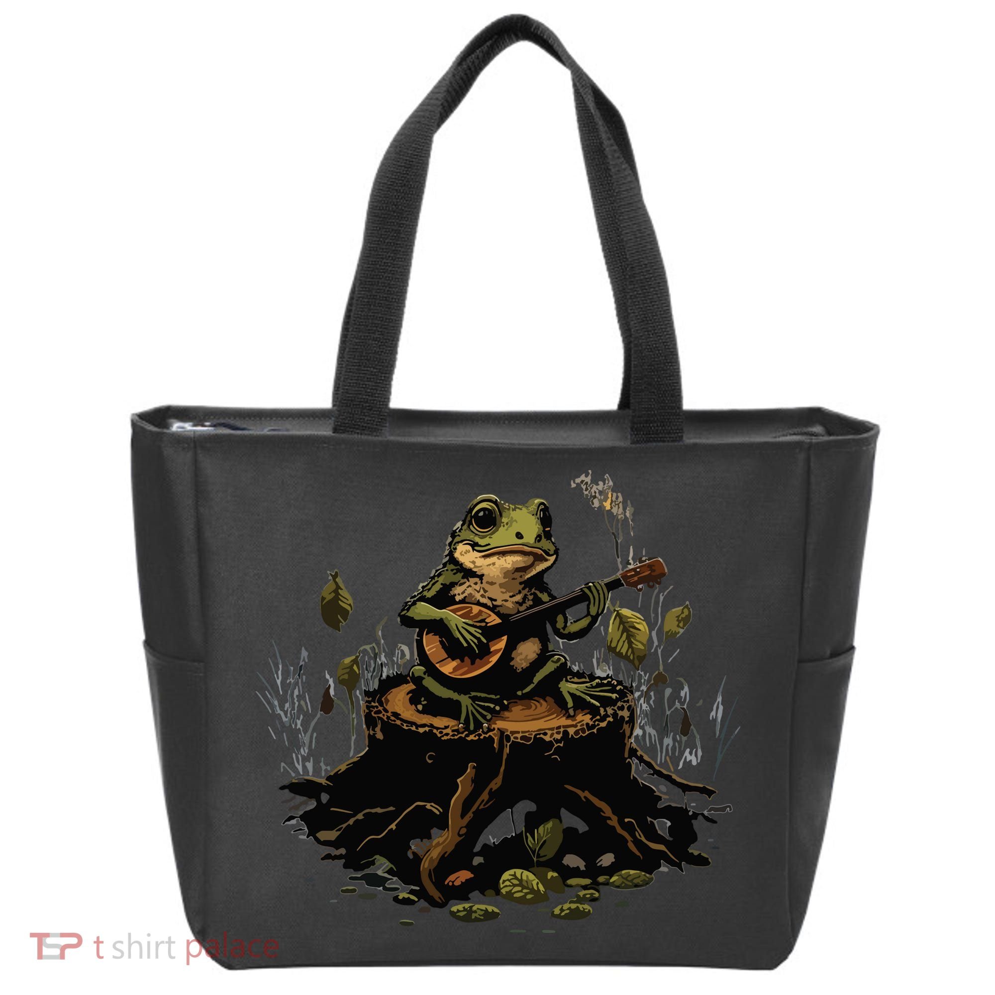 Frog Playing Banjo On Log Gift Tote Bag