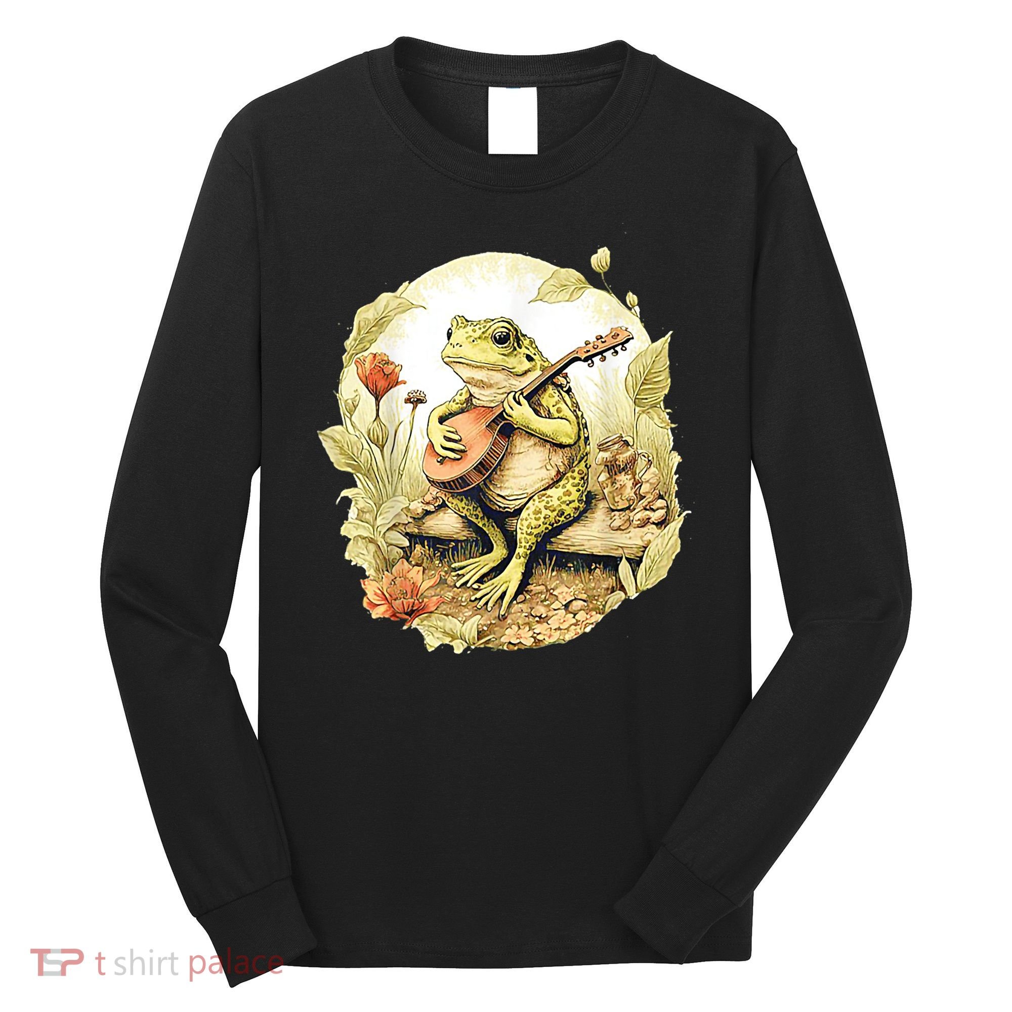 Frog Playing Banjo On Log Long Sleeve Shirt