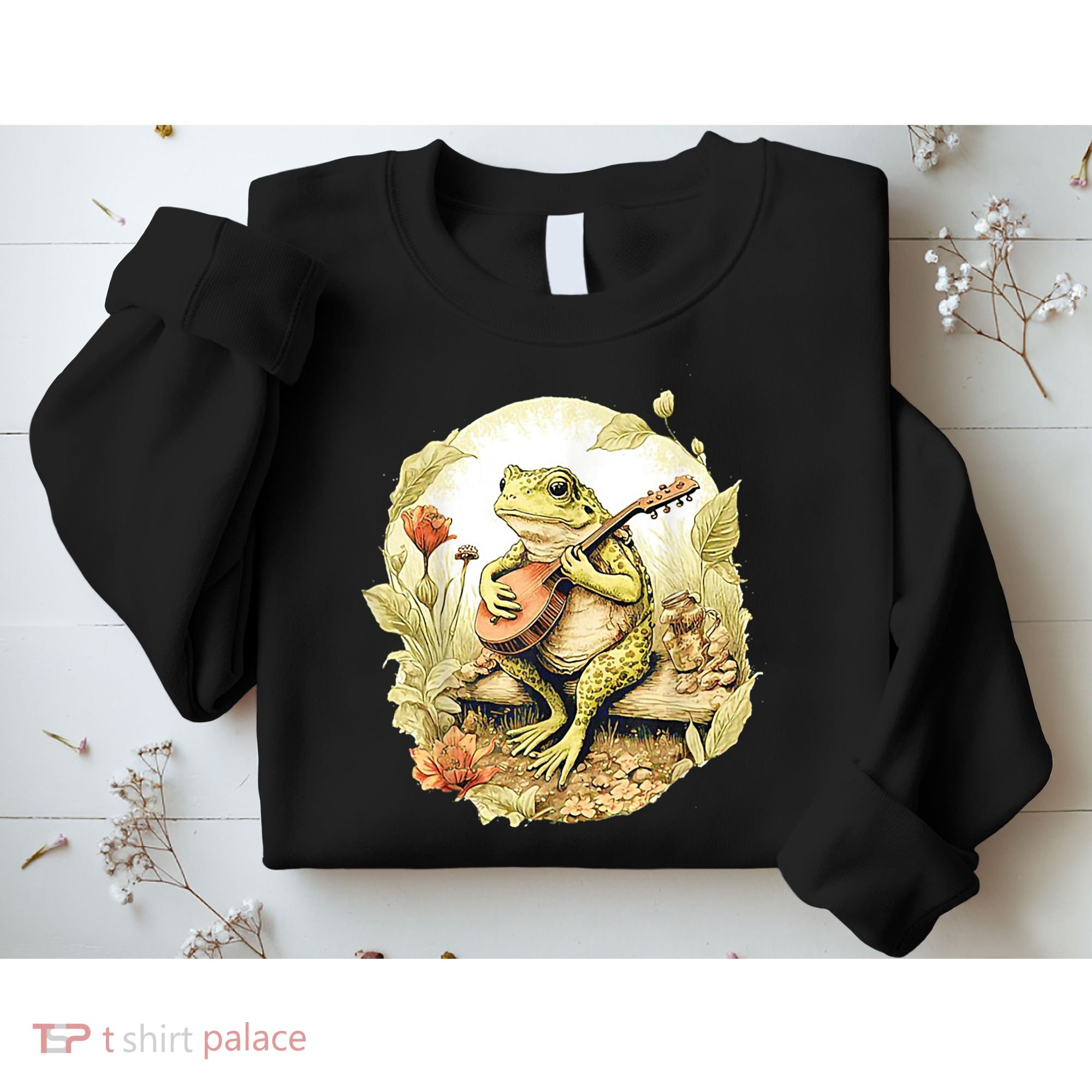 Frog Playing Banjo On Log Sweatshirt
