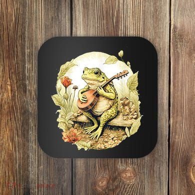 Frog Playing Banjo On Log Coaster