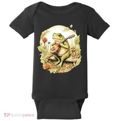 Frog Playing Banjo On Log Baby Bodysuit