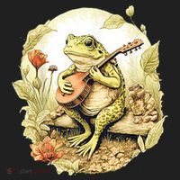 Frog Playing Banjo On Log Hat thumb 2