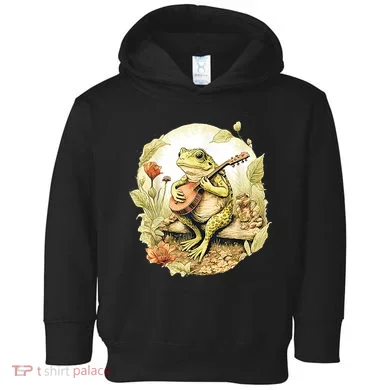 Frog Playing Banjo On Log Toddler Hoodie