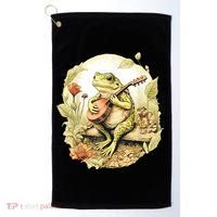 Frog Playing Banjo On Log Golf Towel thumb 0