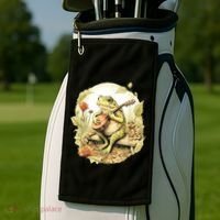 Frog Playing Banjo On Log Golf Towel thumb 2