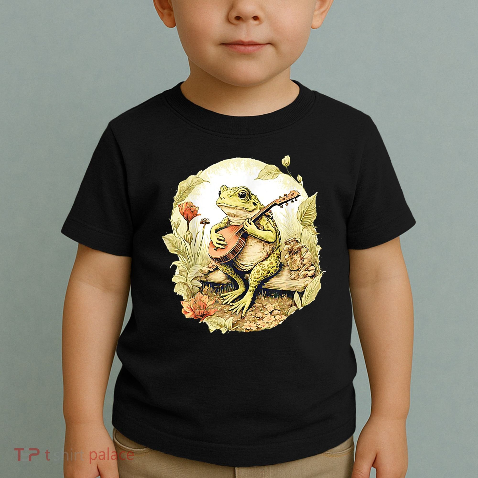 Frog Playing Banjo On Log Toddler T-Shirt