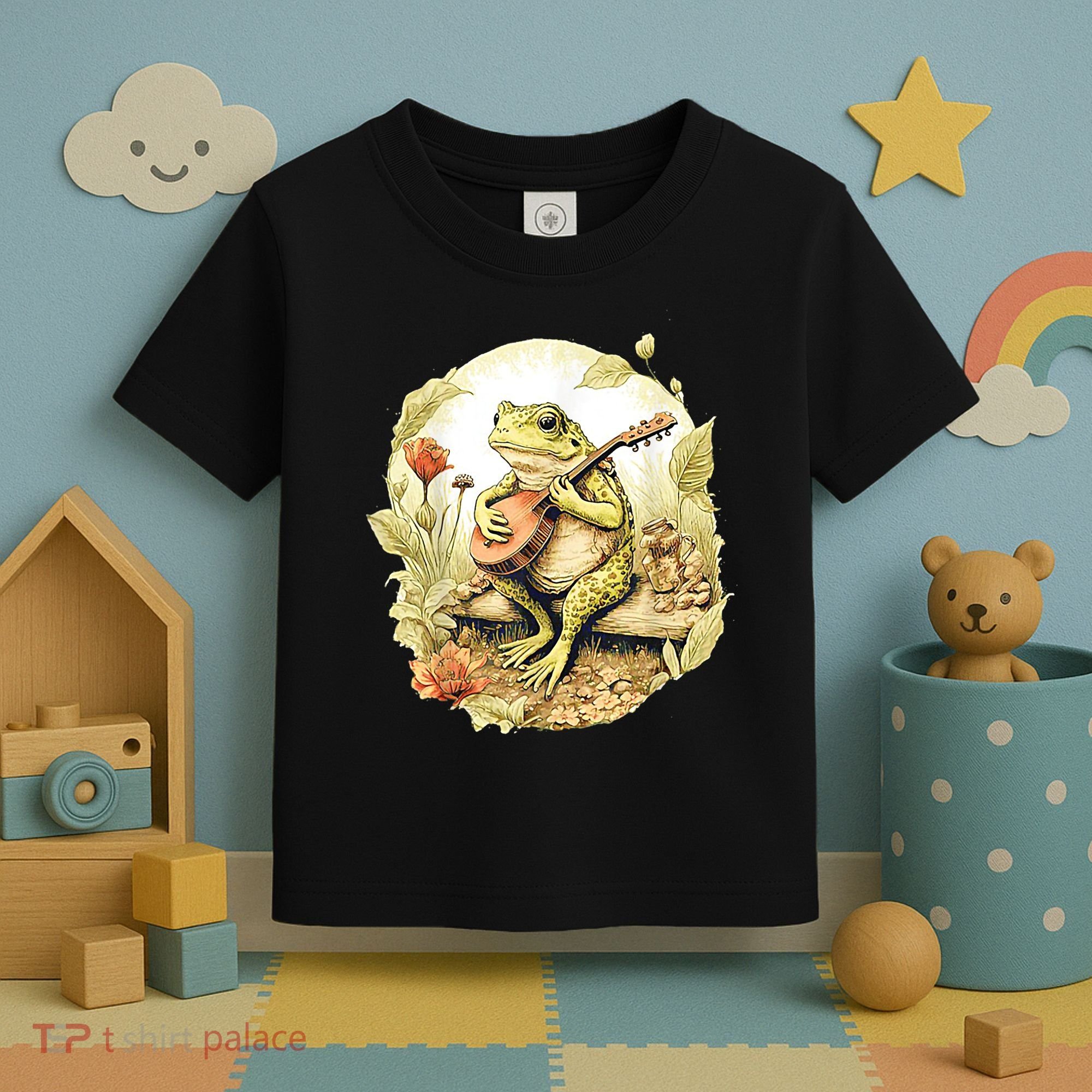 Frog Playing Banjo On Log Toddler T-Shirt