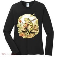 Frog Playing Banjo On Log Women's Long Sleeve Shirt thumb 0
