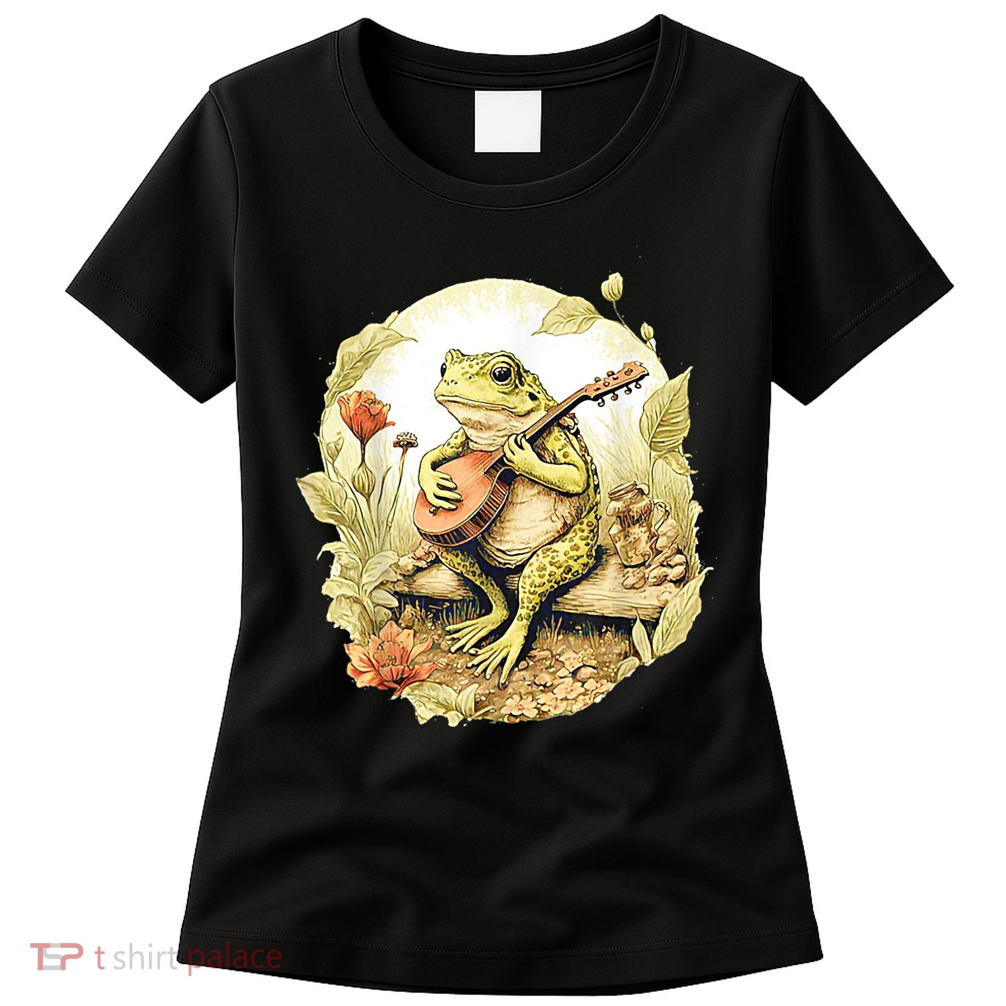 Frog Playing Banjo On Log Women's T-Shirt