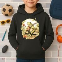 Frog Playing Banjo On Log Kids Hoodie thumb 2