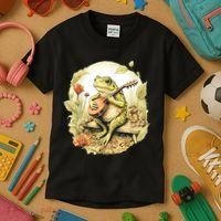 Frog Playing Banjo On Log Kids T-Shirt thumb 3