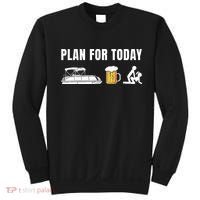 Funny Pontoon Boat Plan for Today Beer Boating  Sweatshirt thumb 0